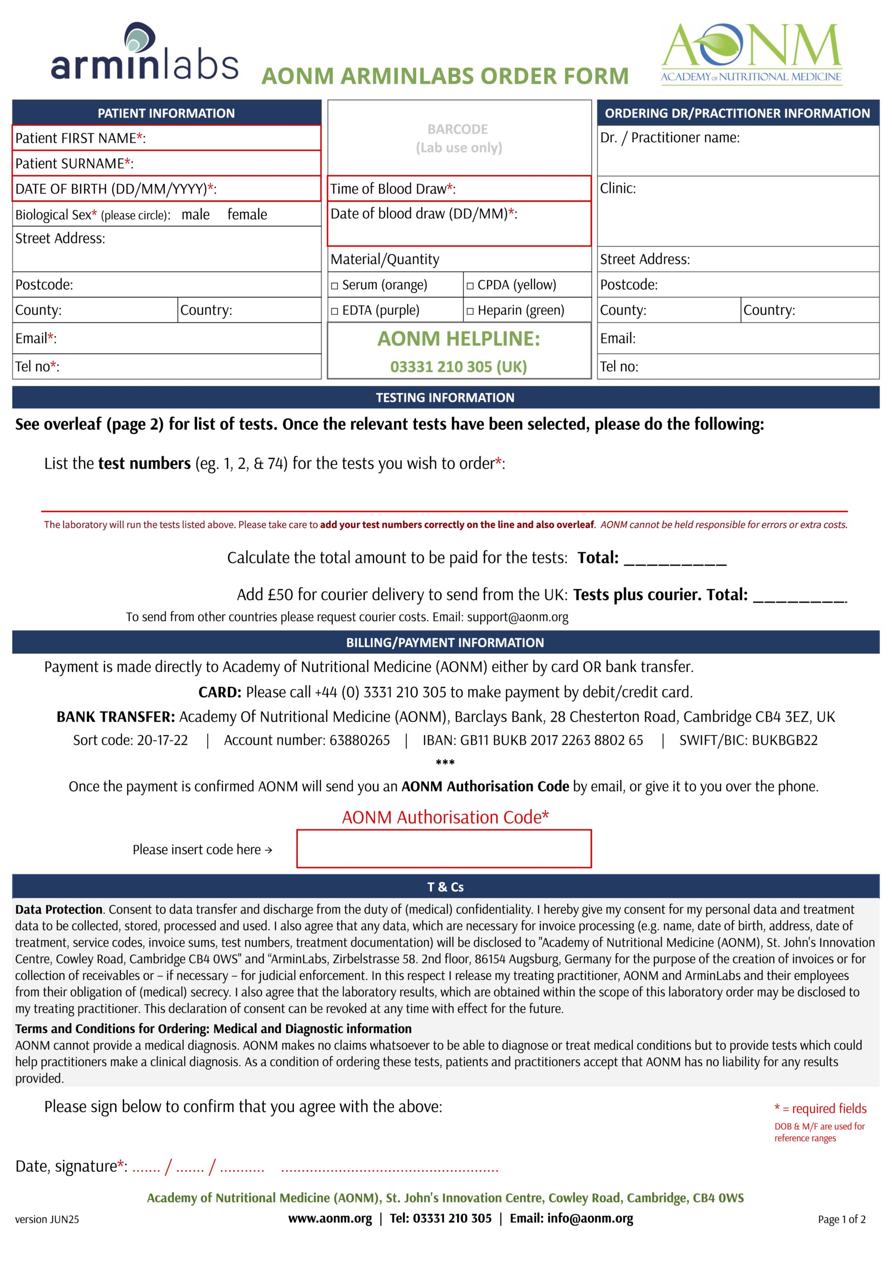 AONM ArminLabs Order Form JUN25 IMGI